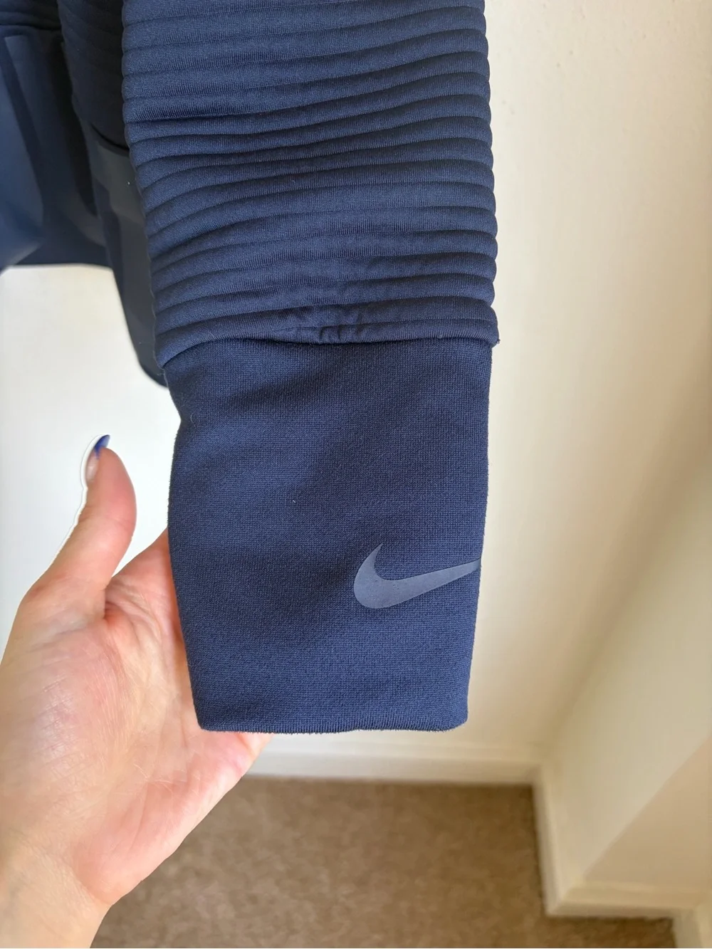 Nike Just Do It Ribbed Pullover Sweatshirt Navy